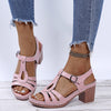 Metal Buckle Stitched Cutout Sandals